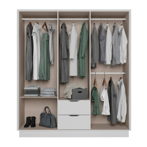 Closet con 6 puertas, 2 cajones y 4 barras B